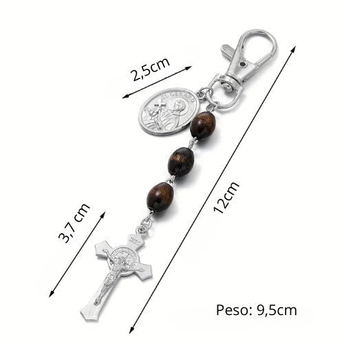 Chaveiro Sacra – Medalhão e Cruz em Zinco - Catholité