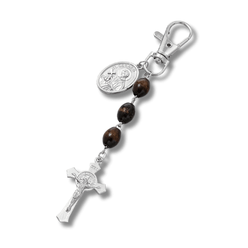 Chaveiro Sacra – Medalhão e Cruz em Zinco - Catholité