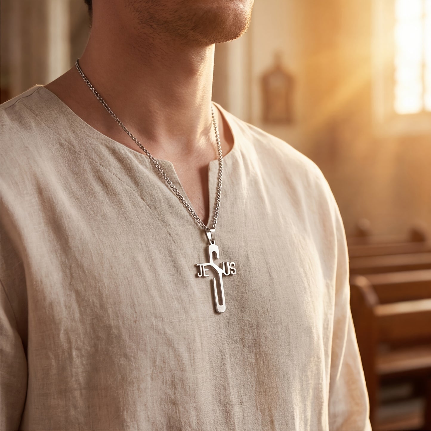 Colar Nomine – Jesus em Aço Inox