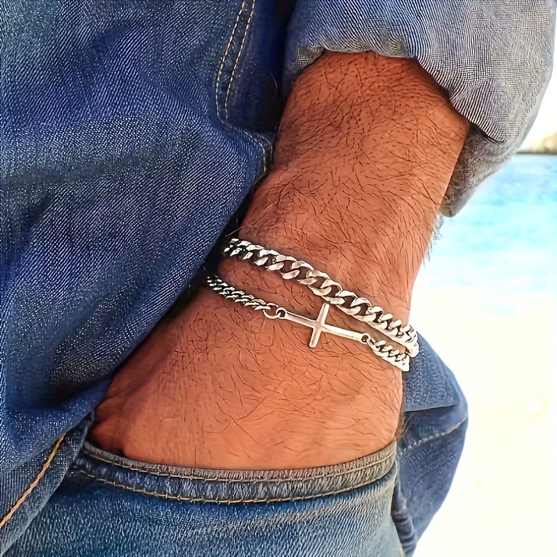 Pulseira Áurea – Elo Duplo e Cruz - Catholité