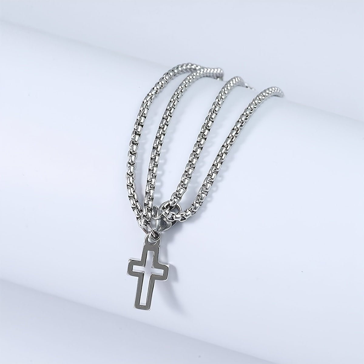 Pulseira Masculina em Aço Inoxidável com Cruz – Estilo Blindado Militae - Catholité