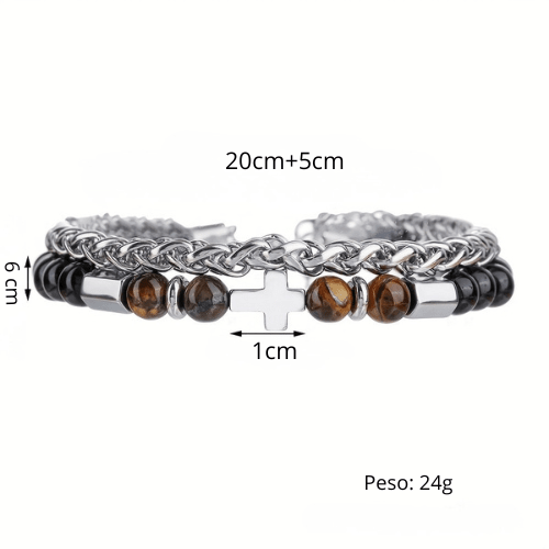 Pulseira Comandante – Ágata e Olho de Tigre - Catholité