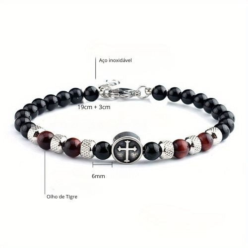 Pulseira Guardião – Olho de Tigre e Aço Inox - Catholité