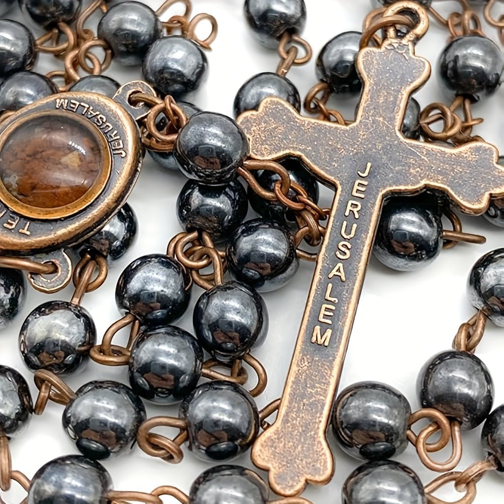 Terço Basílica – Hematita e Solo de Jerusalém - Catholité