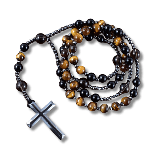 Terço de Combate – Olho de Tigre e Hematita - Catholité