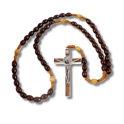 Terço de Sândalo Real – Proteção de São Bento - Catholité
