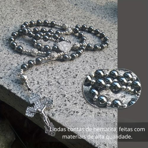Terço Imbatível – Hematita e Aço Inoxidável - Catholité
