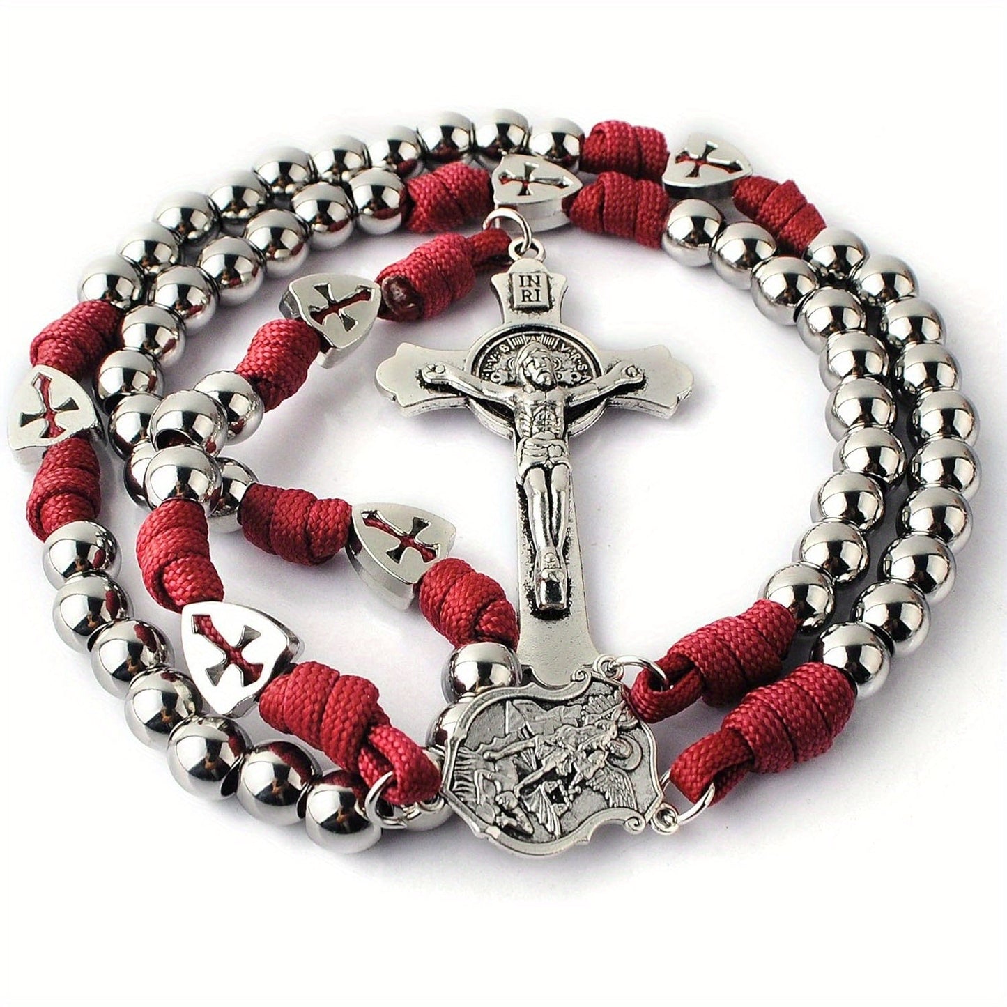 Terço Templário – Aço e Cordão Carmim - Catholité