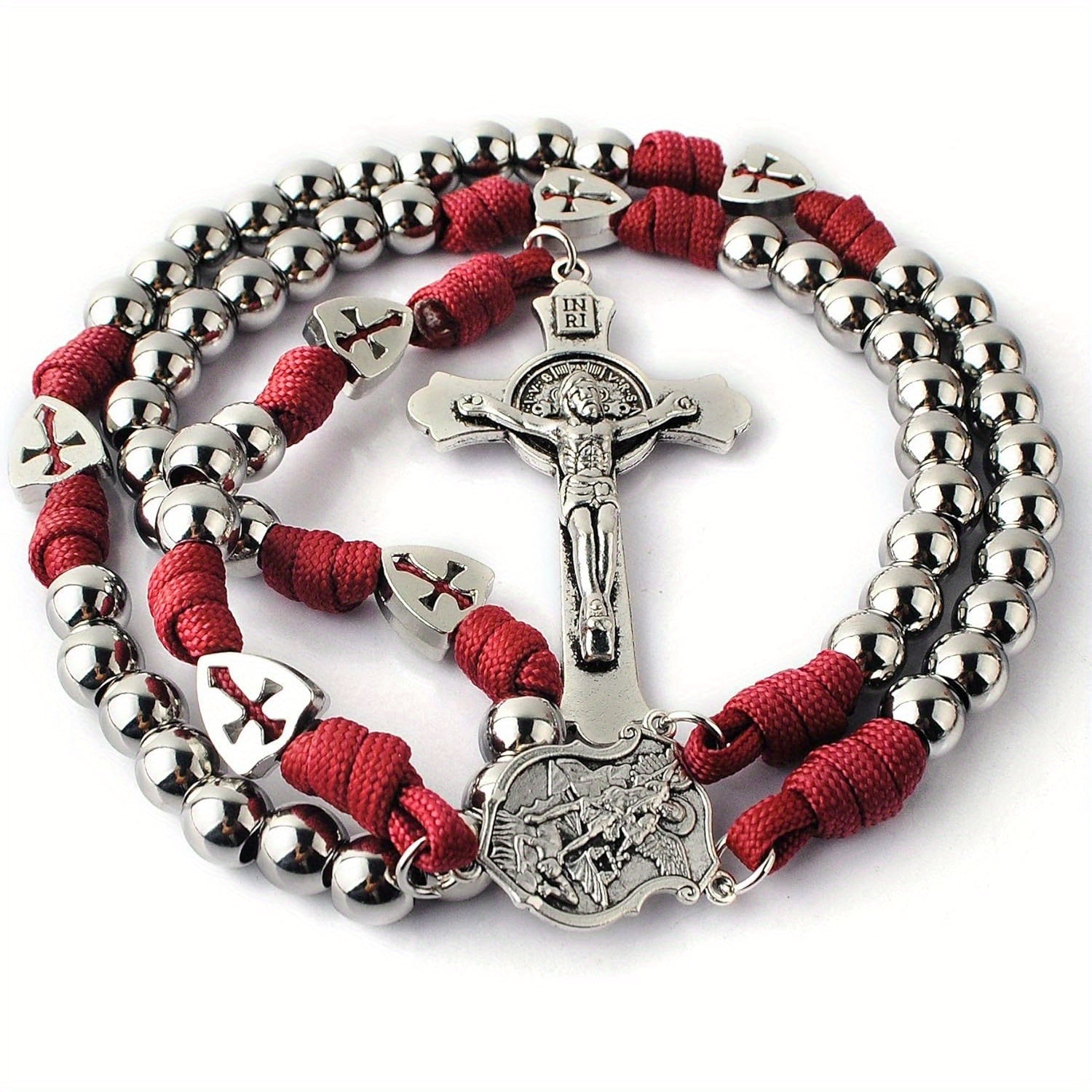 Terço Templário – Aço e Cordão Carmim - Catholité