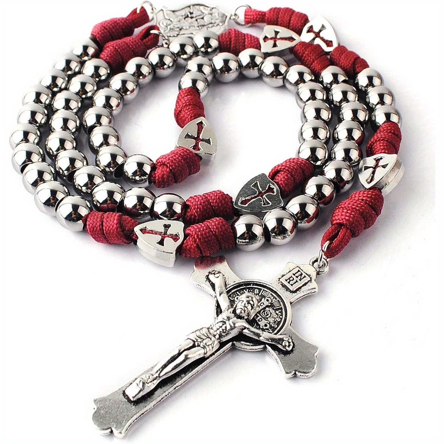 Terço Templário – Aço e Cordão Carmim - Catholité