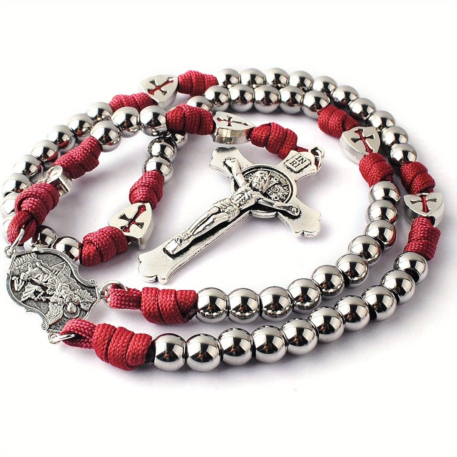Terço Templário – Aço e Cordão Carmim - Catholité