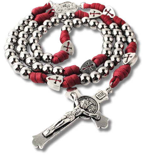 Terço Templário – Aço e Cordão Carmim - Catholité