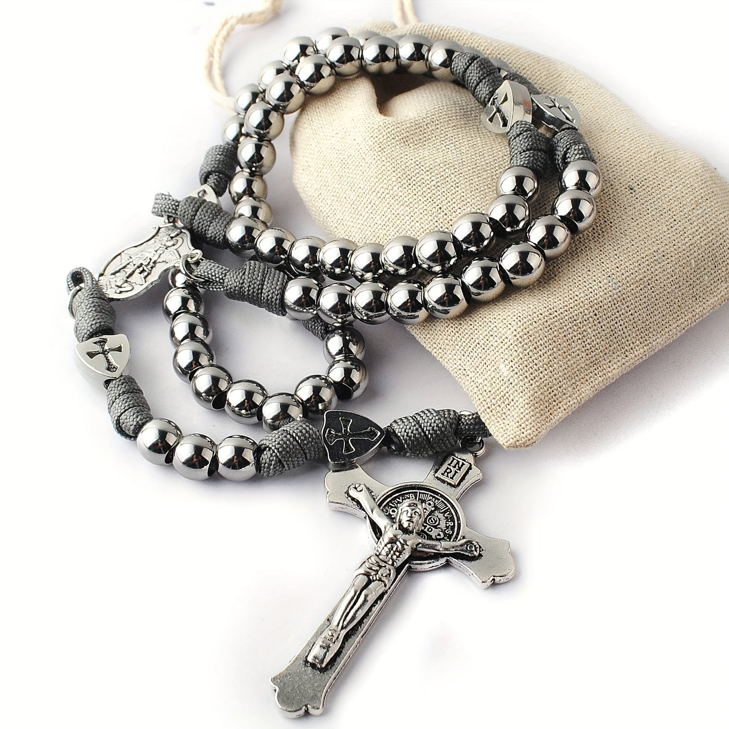 Terço Templário – Aço e Cordão Carmim - Catholité