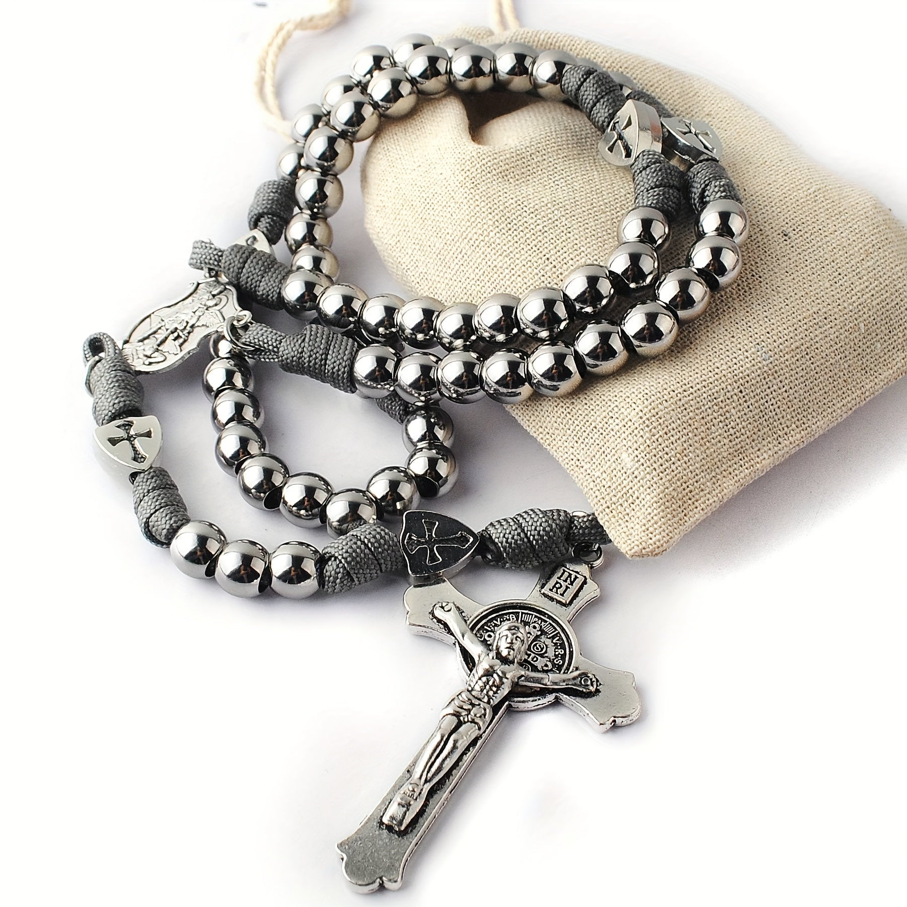 Terço Templário – Aço e Cordão Carmim - Catholité